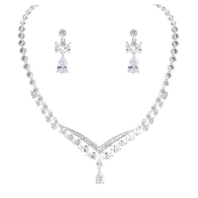 Luxury cubic zircon pearl wedding jewelry set
