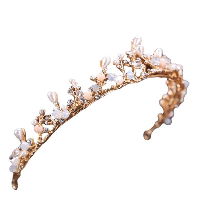 Pearl branch crown headband for bridal