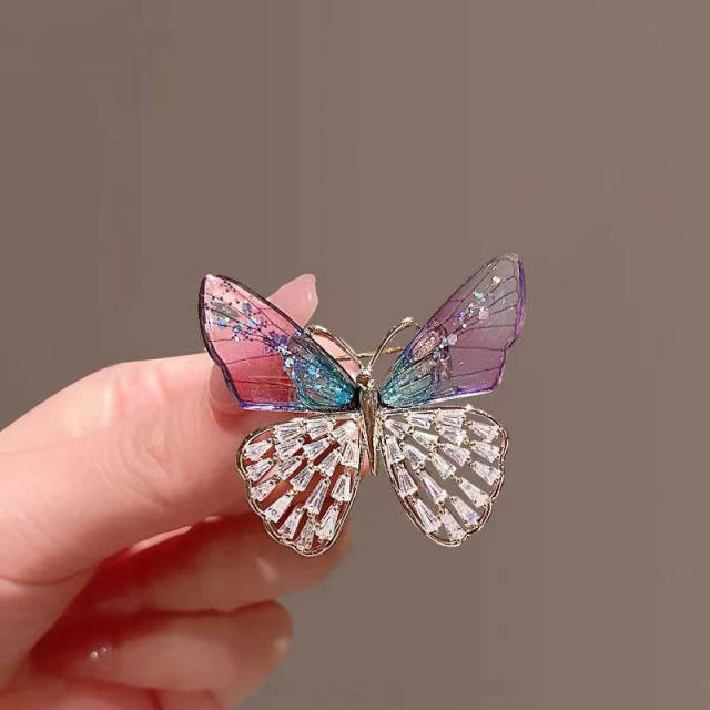 Korean fashion cubic zircon butterfly brooch