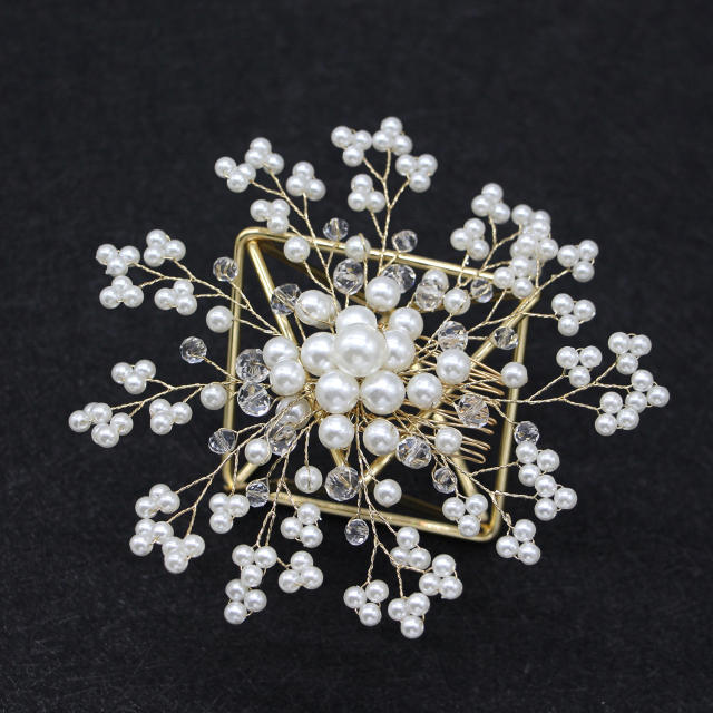 Fashion Pearl crystal beads bridal hair comb