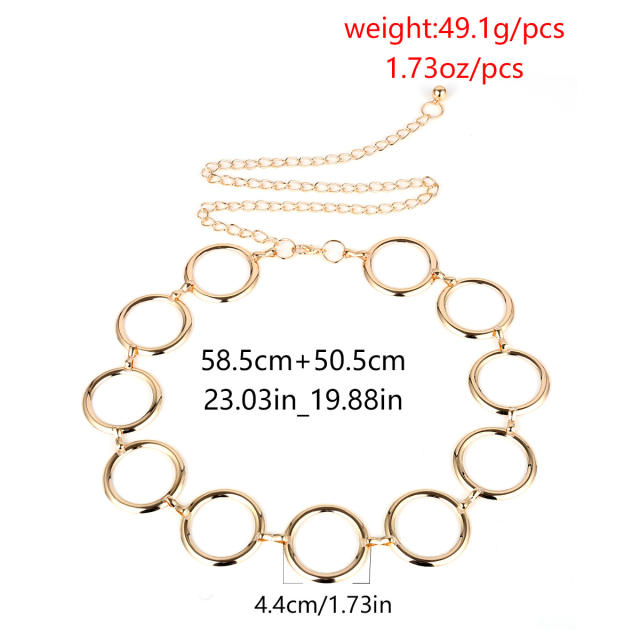 Simple metal ring waist chain