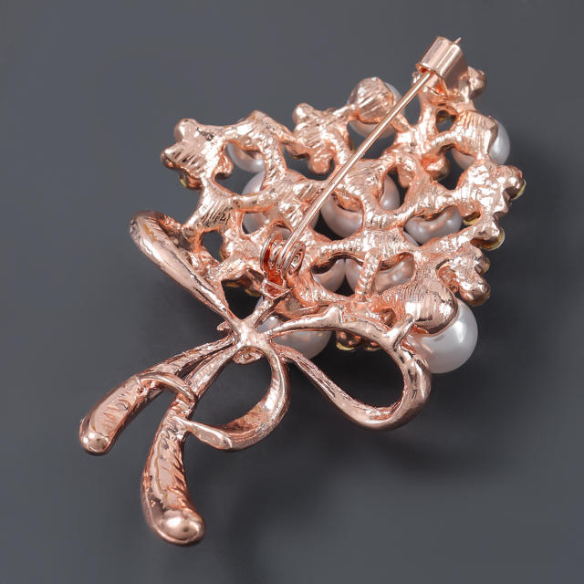 Faux pearl beaded brooch