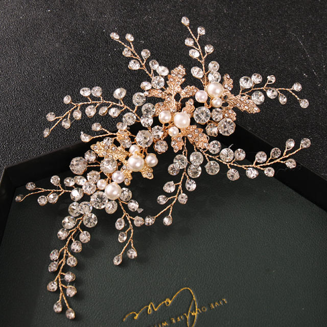 Pearl crystal beaded bridal headbands
