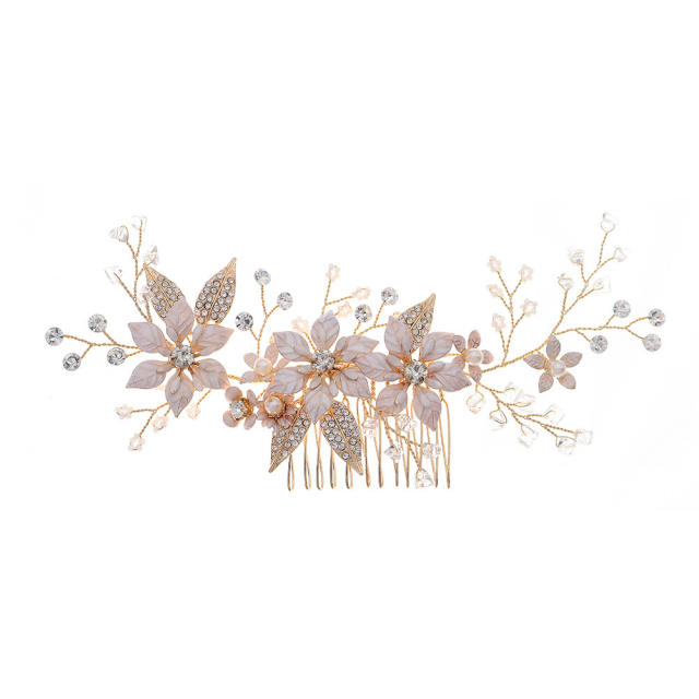 Pearl beaded flower bridal hair combs