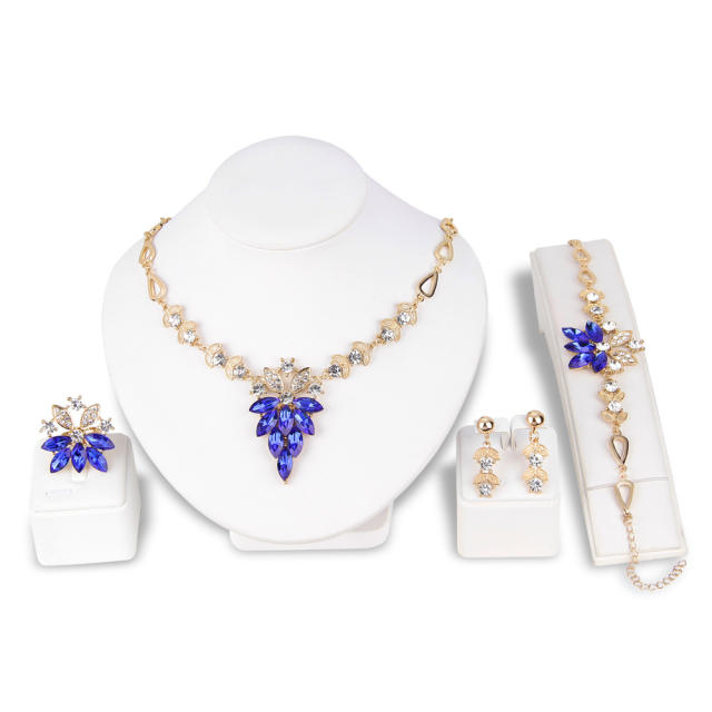 Luxury glass crystal necklace earring jewelry set