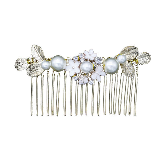 Luxury Pearl Diamond Flower bridal hair comb