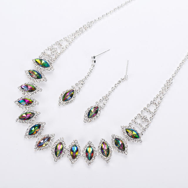 Color glass crystal rhinestone necklace set