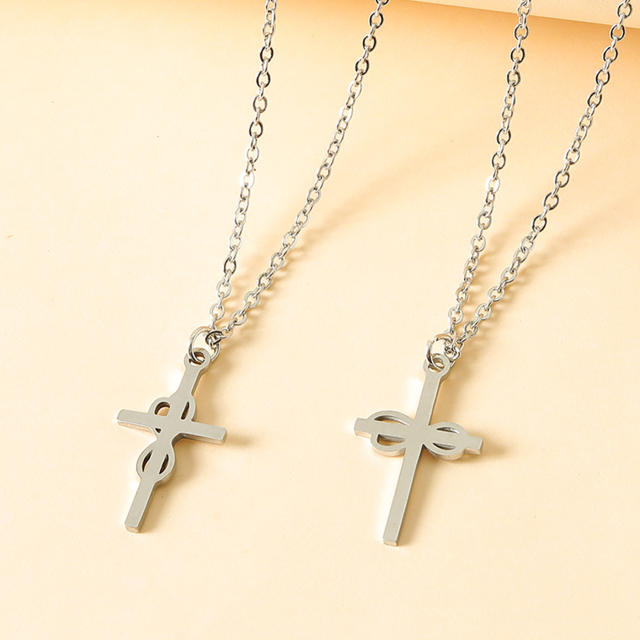 Stainless steel cross necklace set