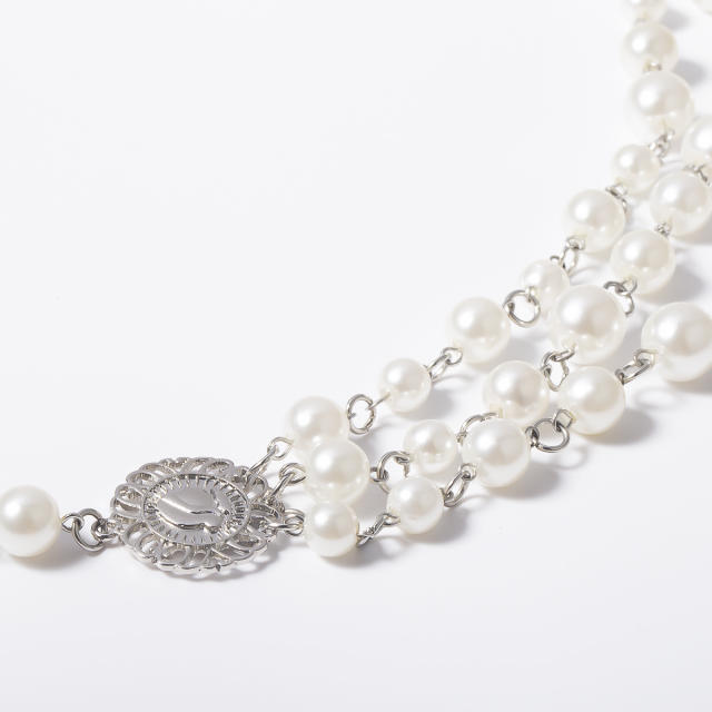 Faux pearl layer waist chain