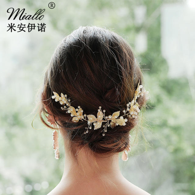 Pearl beaded bridal hair vines