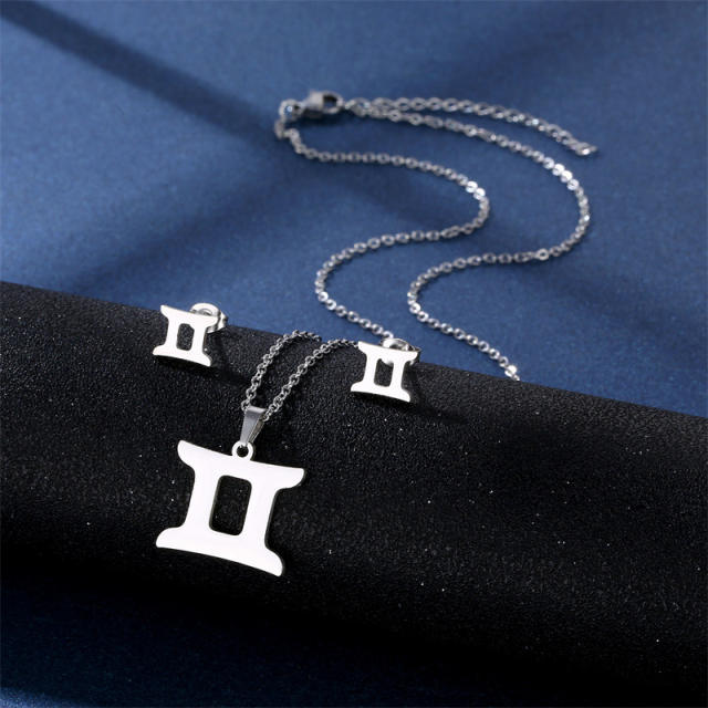 Stainless steel zodiac series necklace set