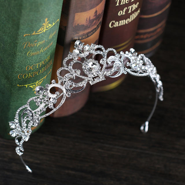 Crystal rhinestone crown headband for bridal