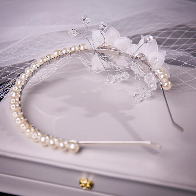 Bloom flower pearl headband