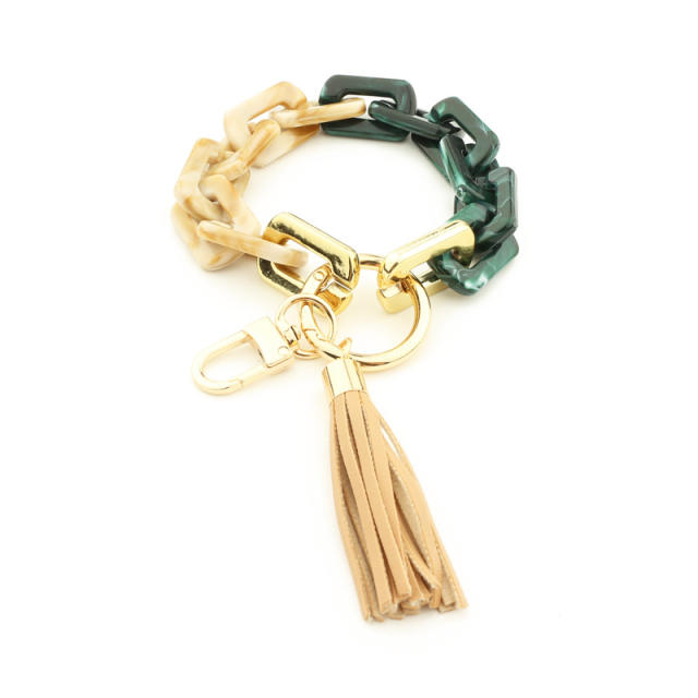 Chain link bracelet tassel keychain