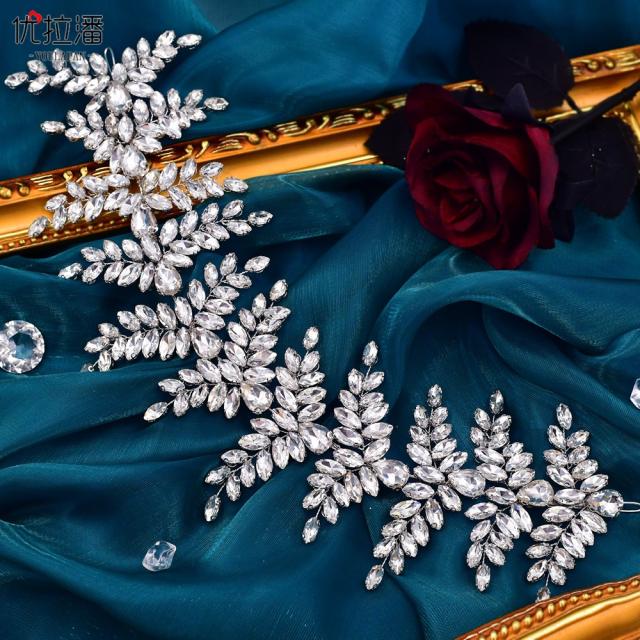 Luxury pave setting diamond bridal headband earrings