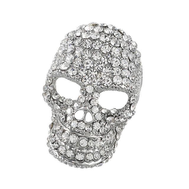Diamond skull halloween brooch