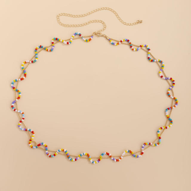 Boho colored seed beads waist chain