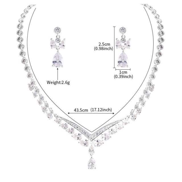 Luxury cubic zircon pearl wedding jewelry set