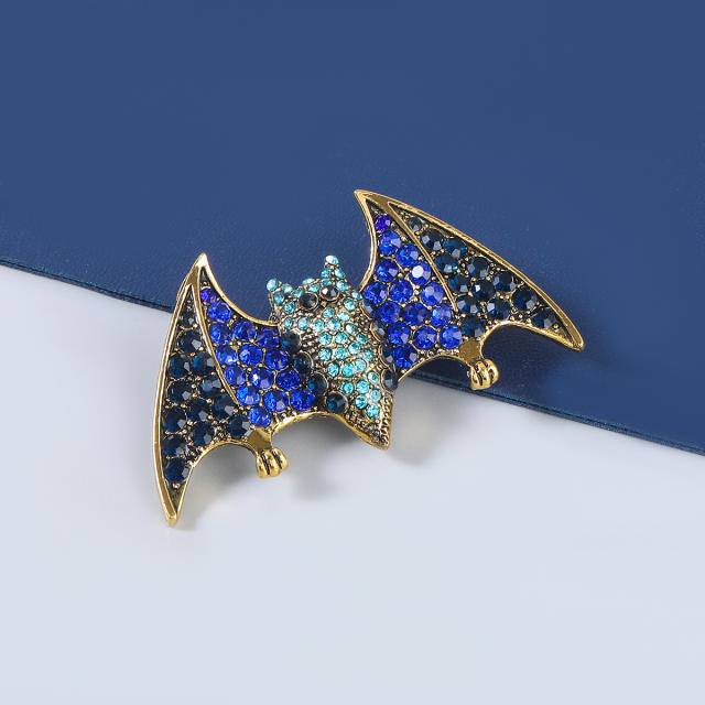 Diamond bat halloween brooch