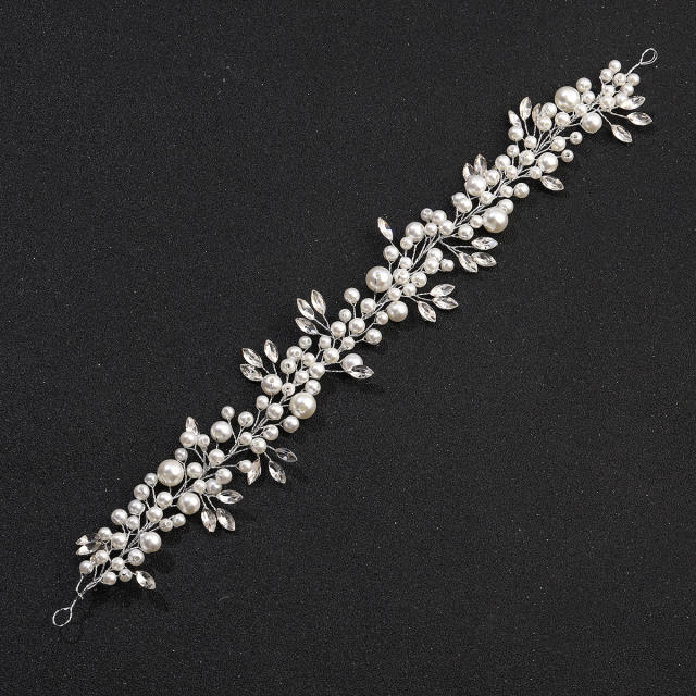 Crystal pearl beaded bridal hair vines