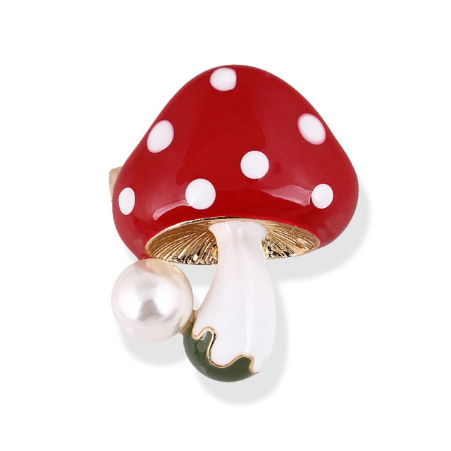 Popular pearl small mushroom brooch