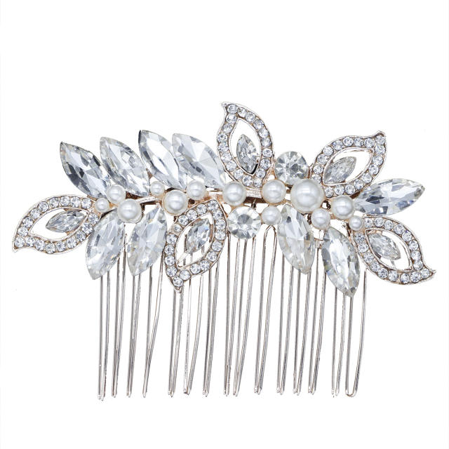 Luxury diamond pearl hair comb