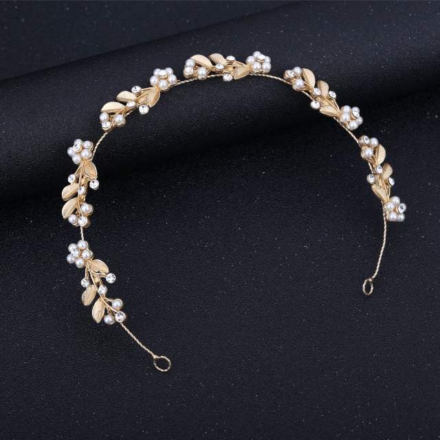 Pearl beaded flower bridal hair vines