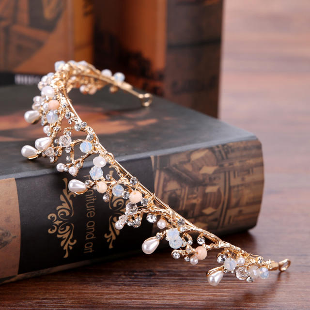 Pearl branch crown headband for bridal