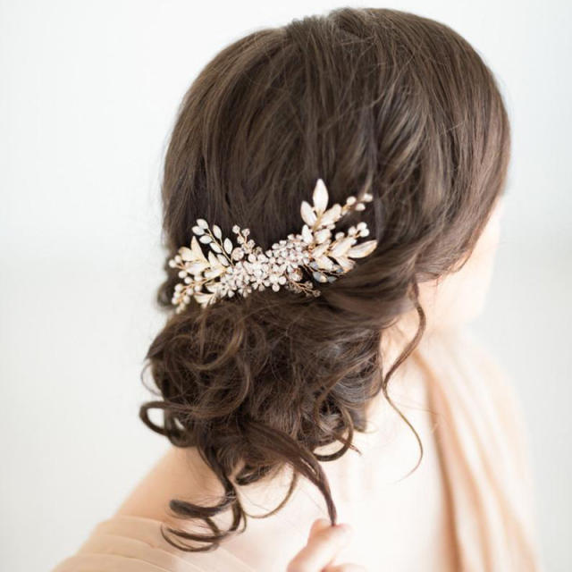 Fashion diamond flower Pearl bridal hair comb 2-piece set