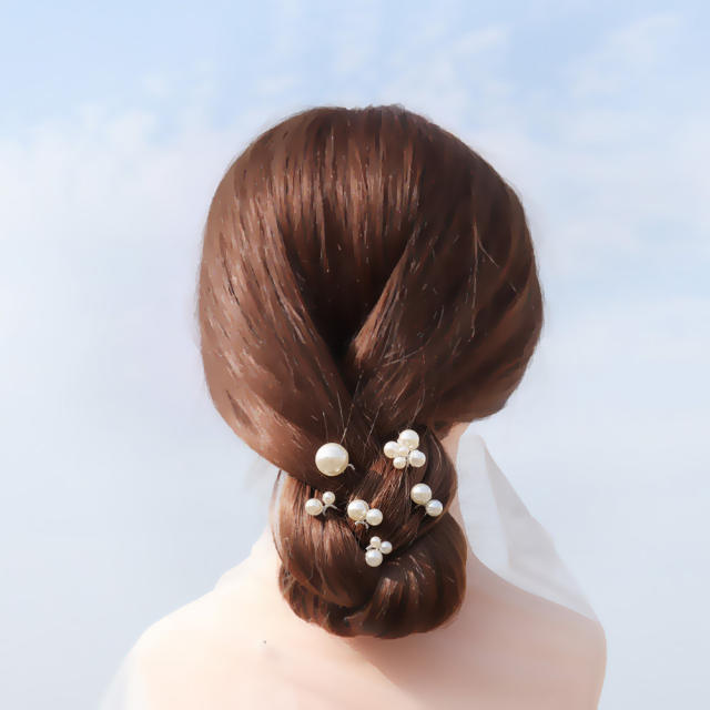Pearl beaded bridal hairpin 6pcs set