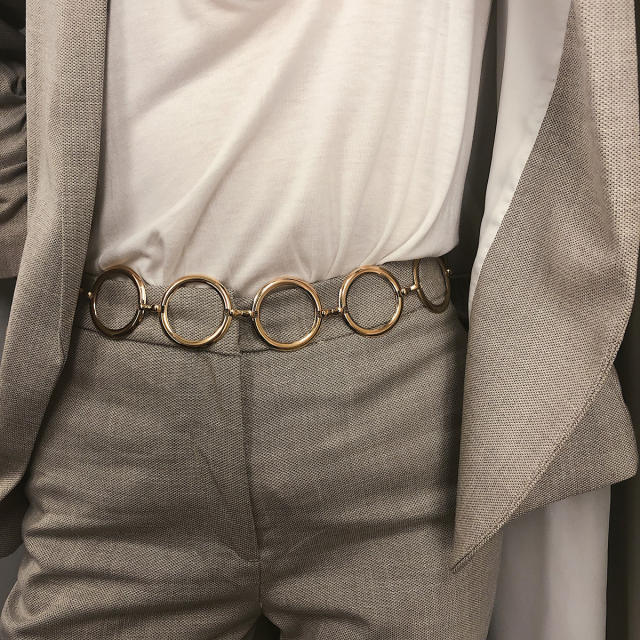 Simple metal ring waist chain