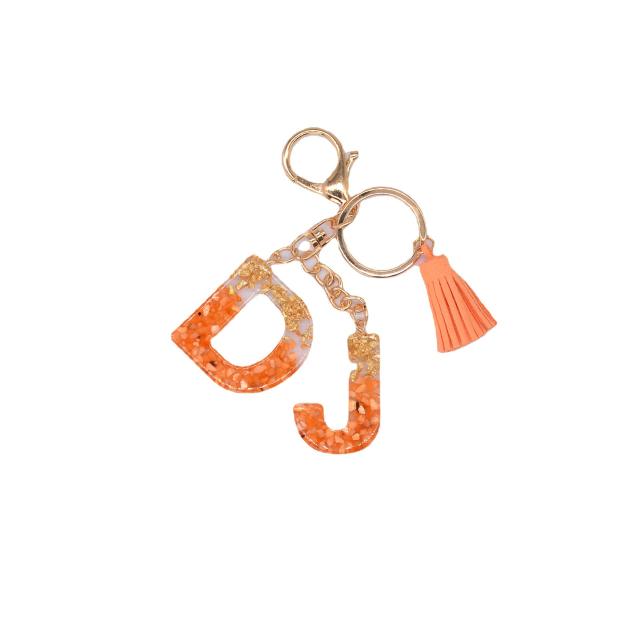Orange tassel double letters keychain