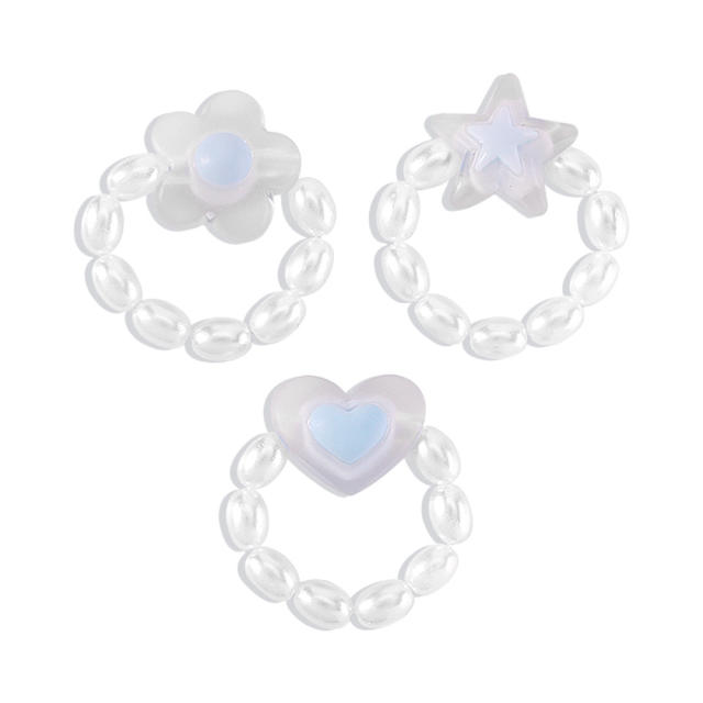 Resin flower star pearl ring