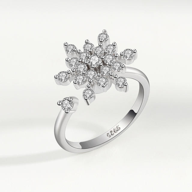 Diamond flower anxiety ring