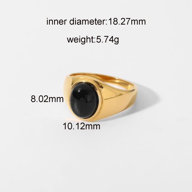 Fashion Oval Tigereye obsidian titanium steel ring