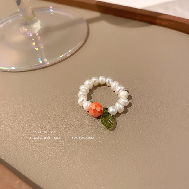 Boho freshwater pearl color beads index finger ring