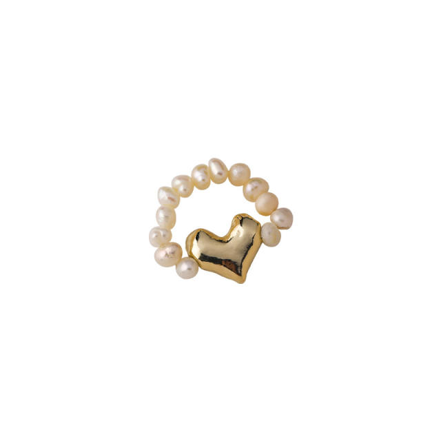 Heart freshwater pearl finger ring