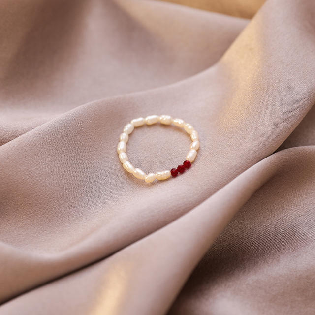 Crystal freshwater pearl finger ring