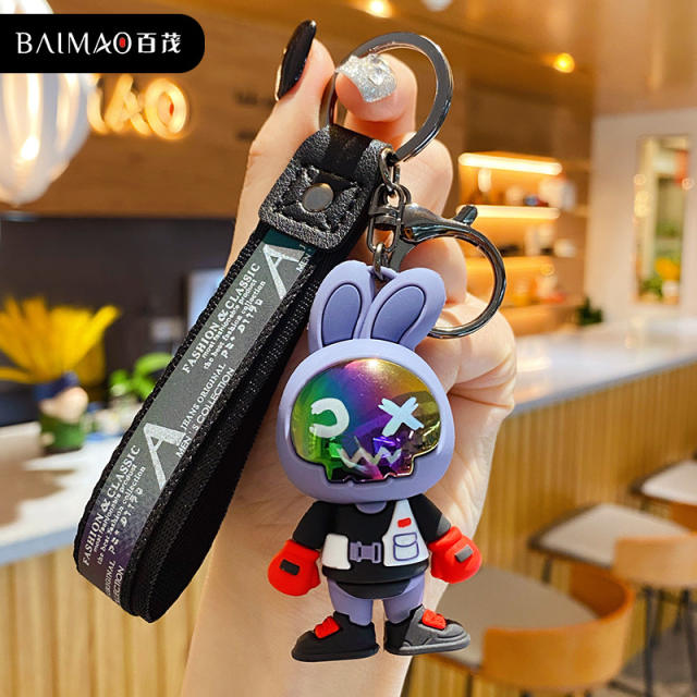 Color mask rabbit cool keychain