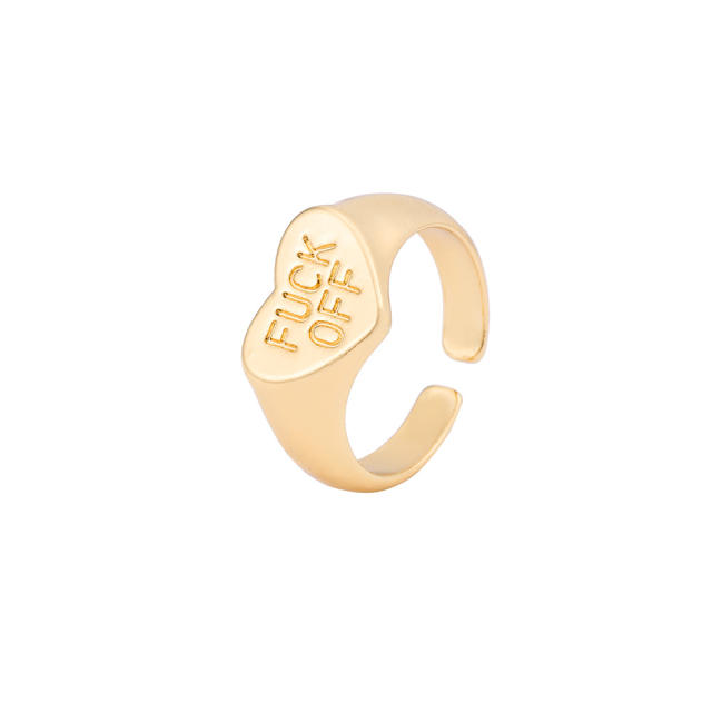 Hip hop style letter heart-shaped ring