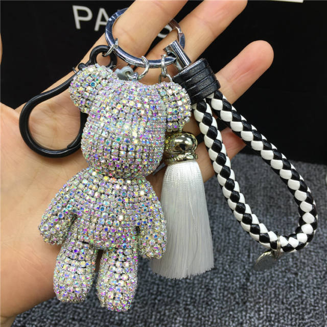 Diamond tassel bear keychain