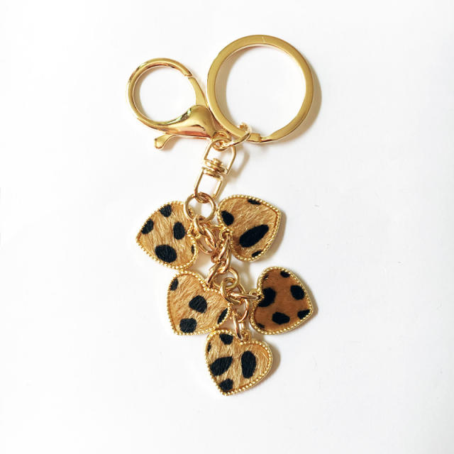 Leopard heart keychain