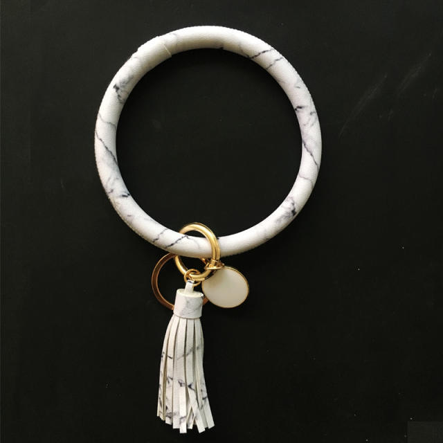 Pu leather tassel wristlet key chain
