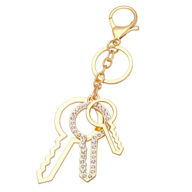 Rhinestone key unique metal keychain