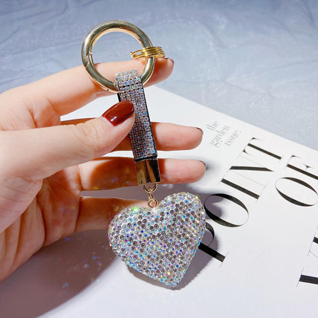 Diamond love heart keychain