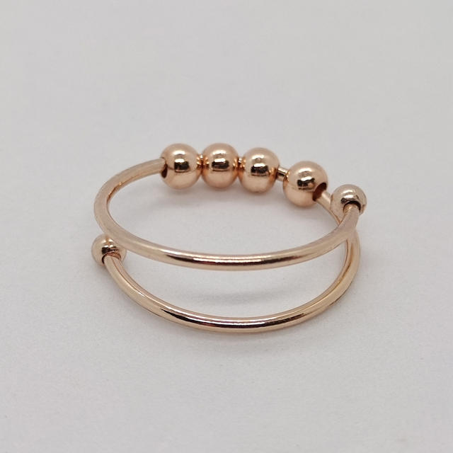 Spin bead two layer stainless steel anxiety ring