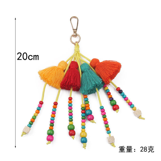 Colorful tassel beads keychain