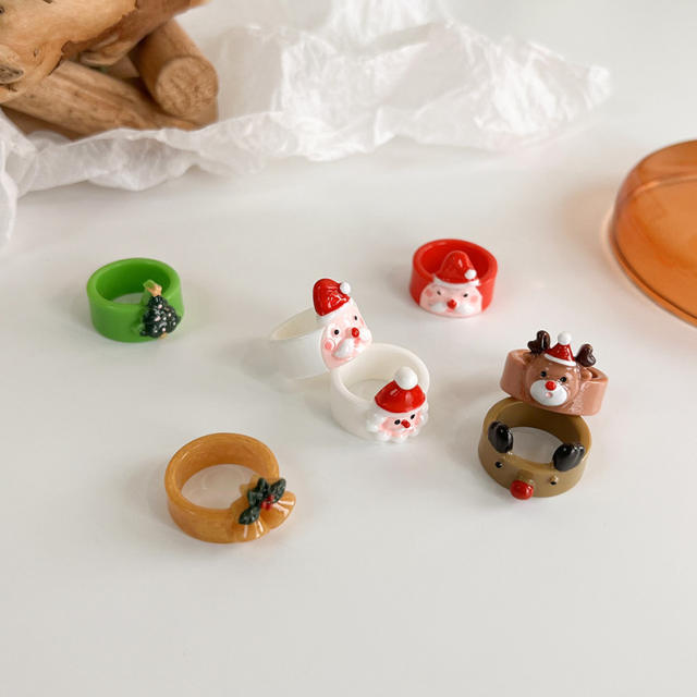 Christmas Santa Claus acrylic finger ring