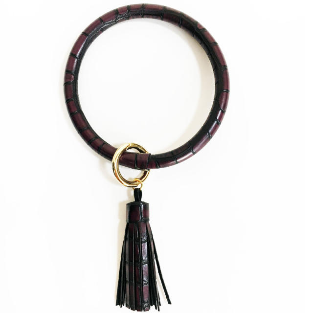 PU leather bracelet tassel keychain