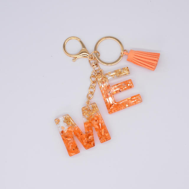 Orange tassel double letters keychain